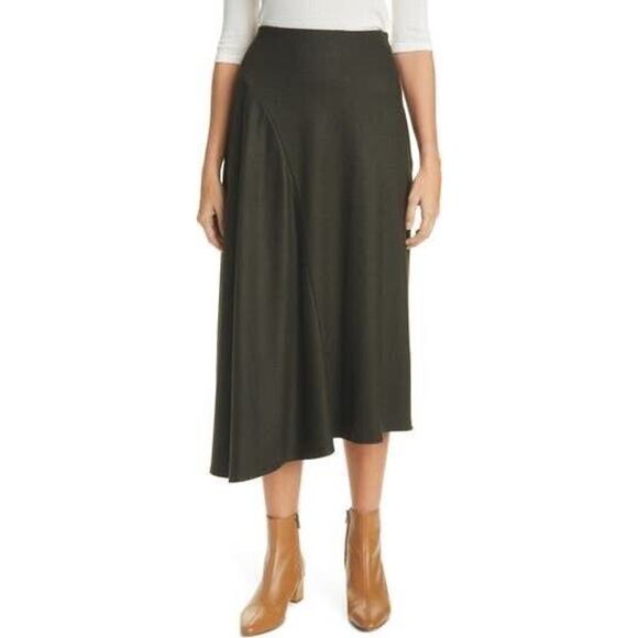 Vince Asymmetric Seam Linen-Blend Skirt